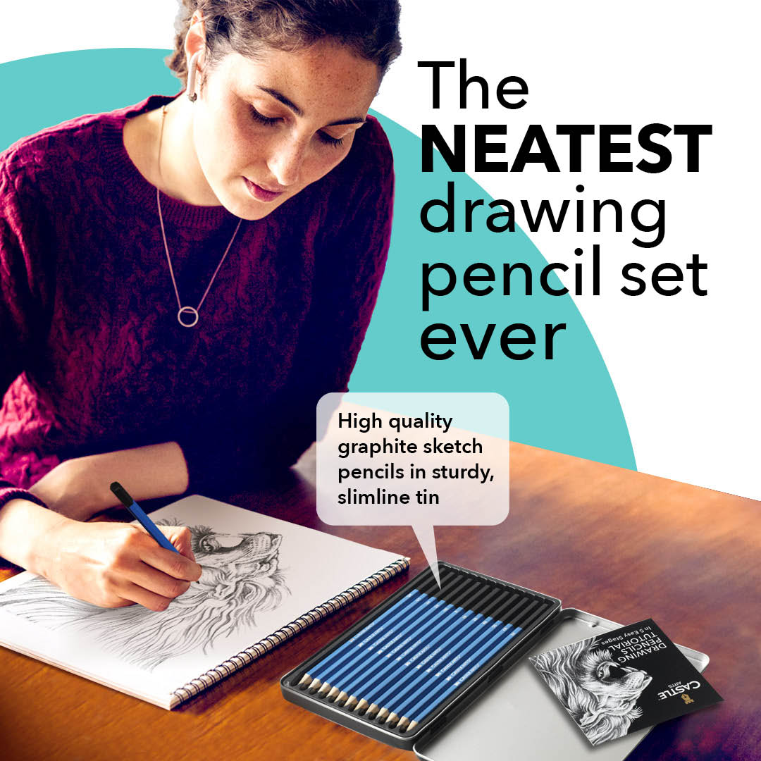 12 Pezzi Set Di Matite In Grafite Per Disegno E Schizzi In Scatola Di Latta Espositiva