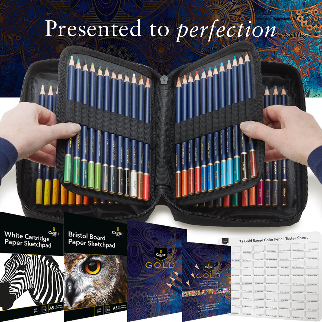 72 Pezzi Castle Gold Set Di Matite Colorate In Astuccio Con Cerniera