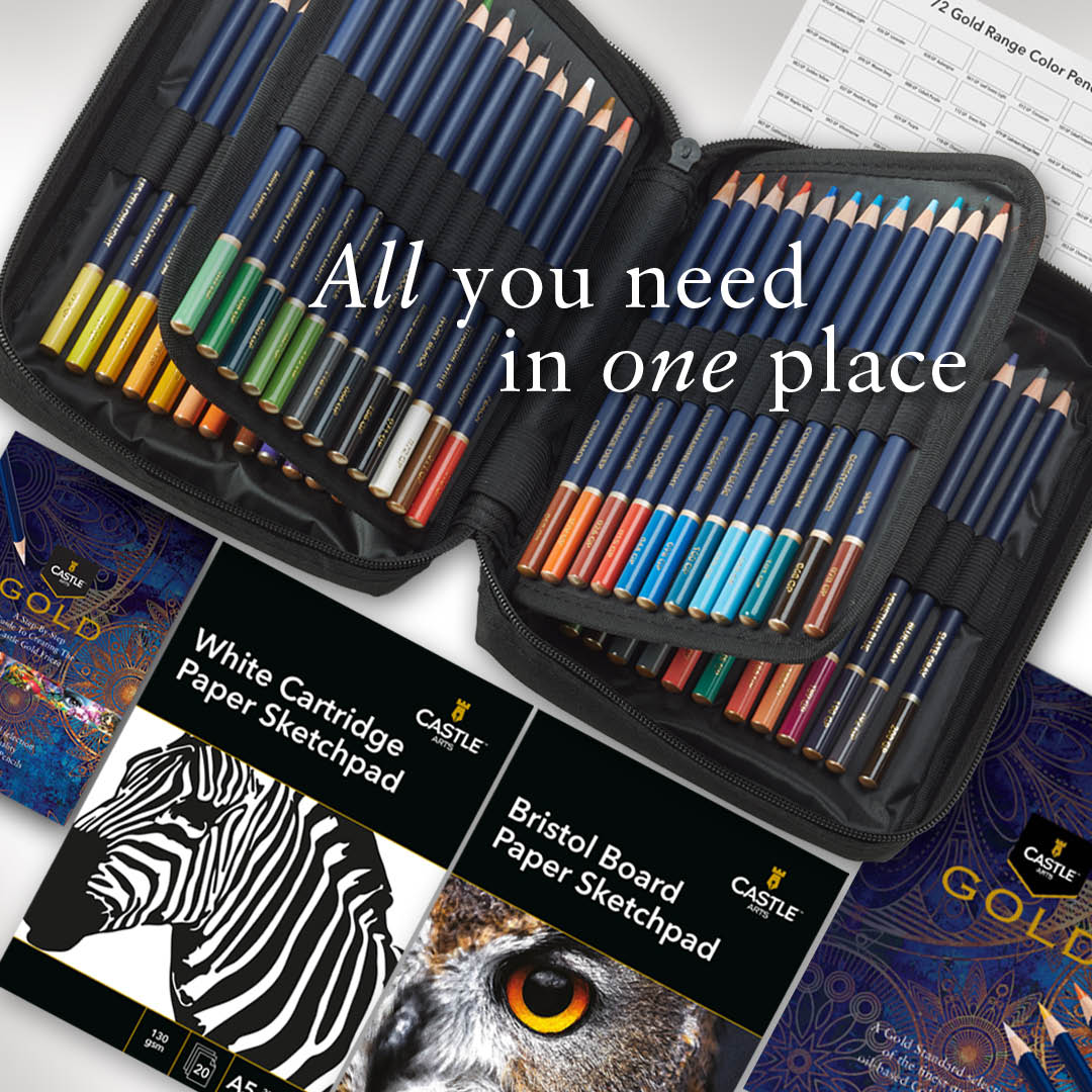 72 Pezzi Castle Gold Set Di Matite Colorate In Astuccio Con Cerniera