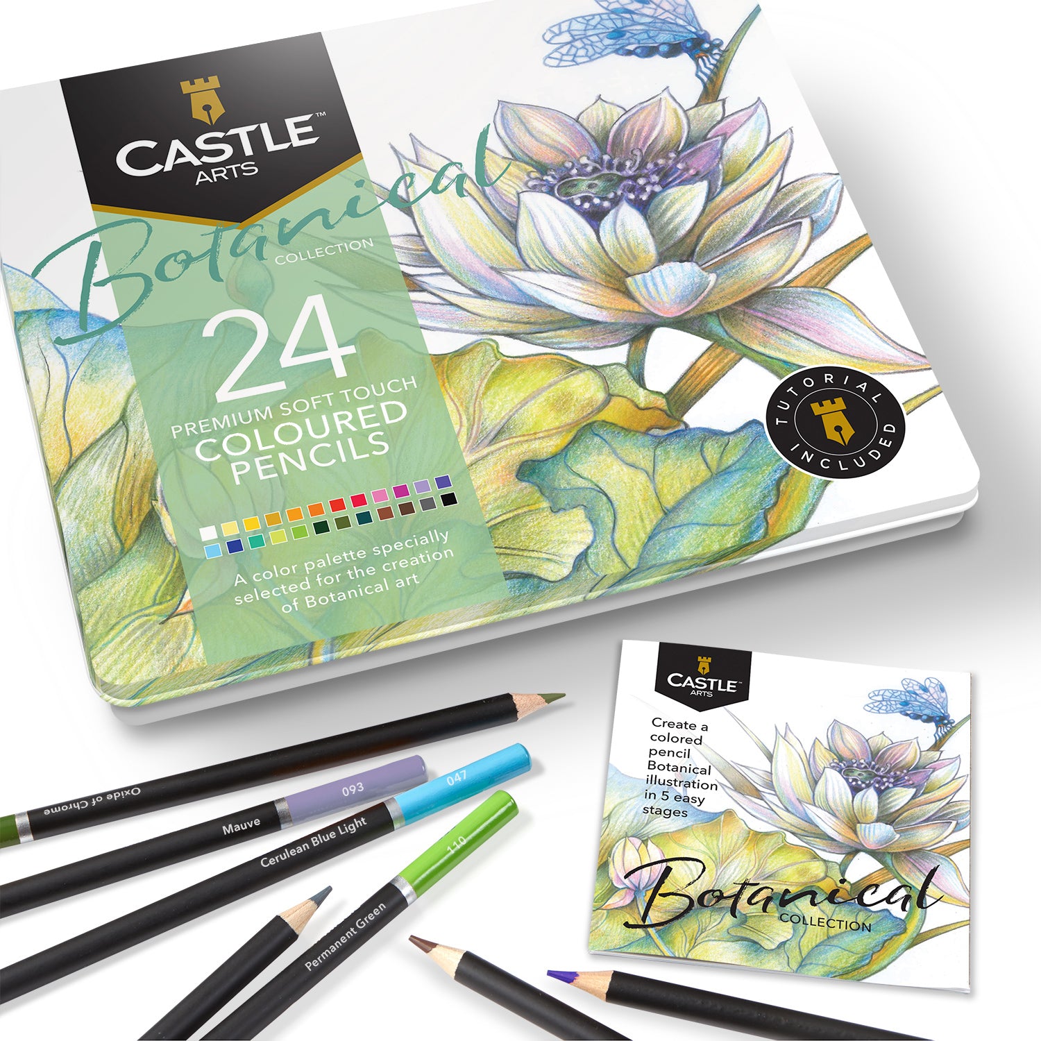 24 pezzi Pencil di colore botanico set in Display Tin