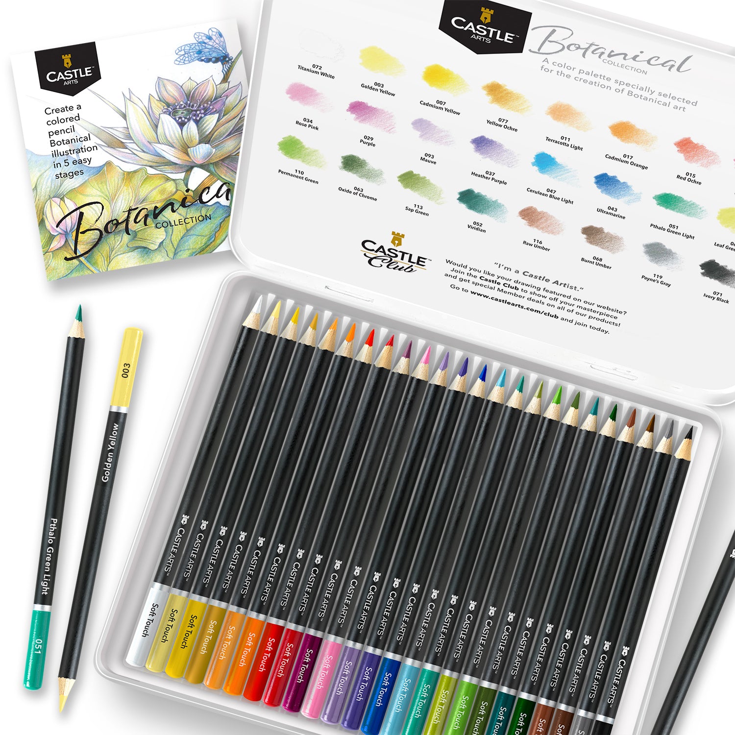 24 pezzi Pencil di colore botanico set in Display Tin