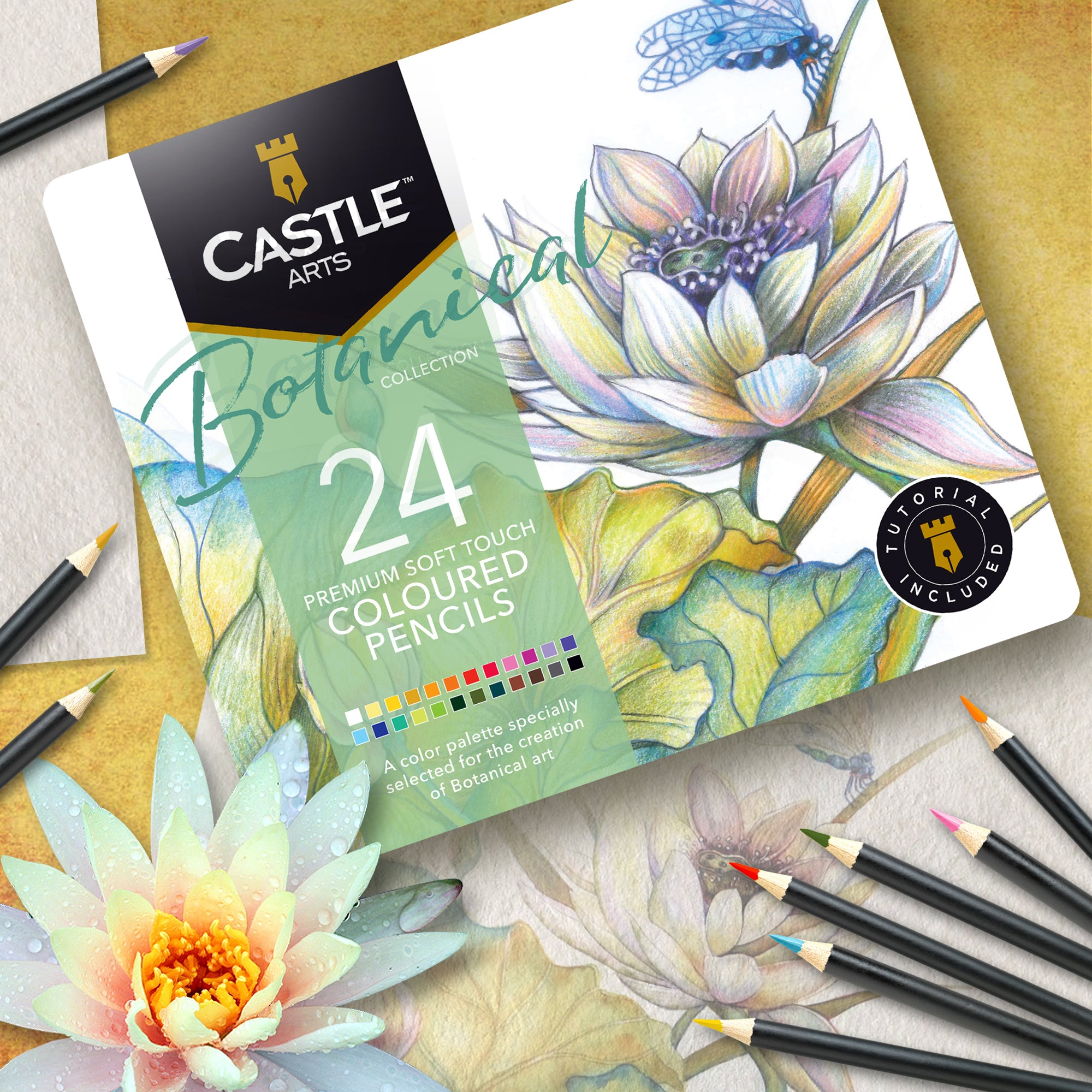 24 pezzi Pencil di colore botanico set in Display Tin