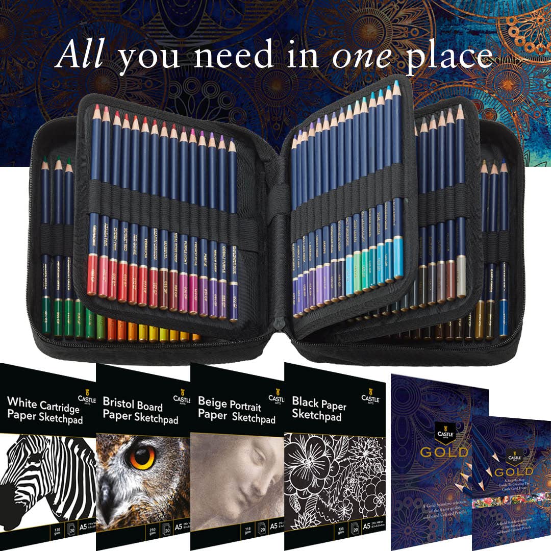 120 Pezzi Castle Gold Set Di Matite Colorate In Astuccio Con Cerniera