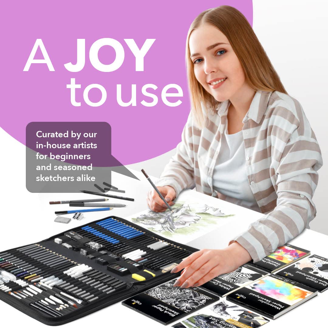 100 Pezzi Set Di Matite Di Grafite Per Disegno E Schizzi In Custodia Con Cerniera
