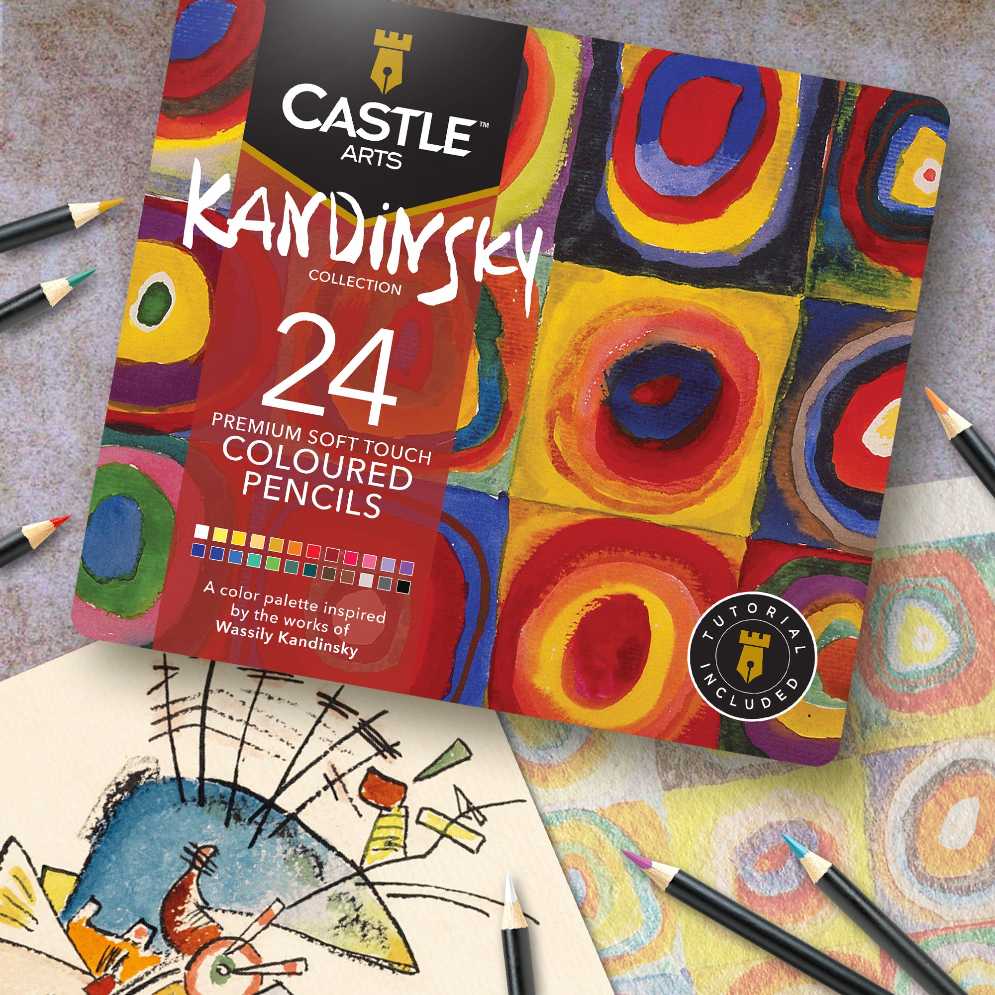 24 Pezzi Set Di Matite Colorate Kandinsky In Scatola Espositiva