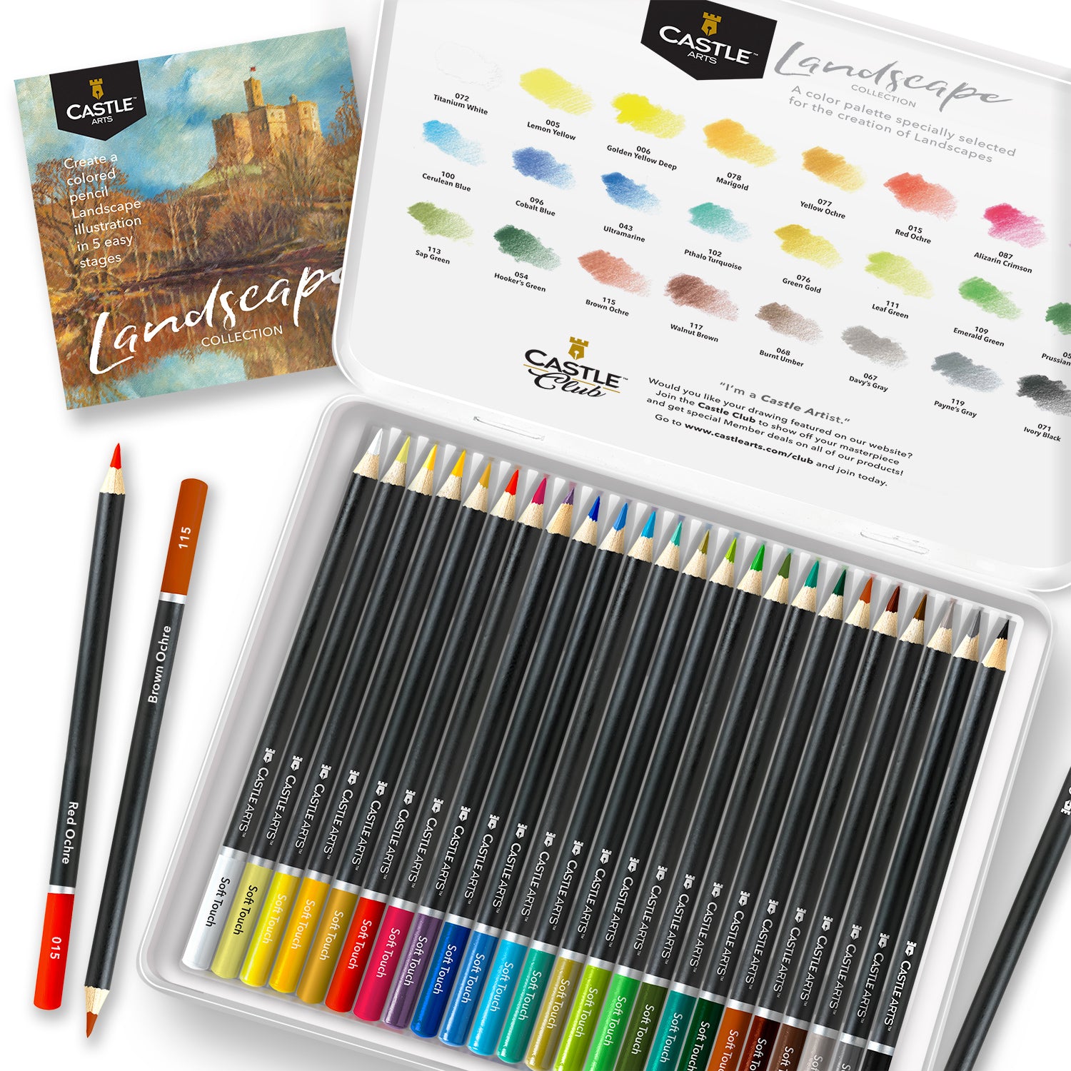 24 Pezzi Set Di Matite Colorate Per Paesaggio In Scatola Di Latta