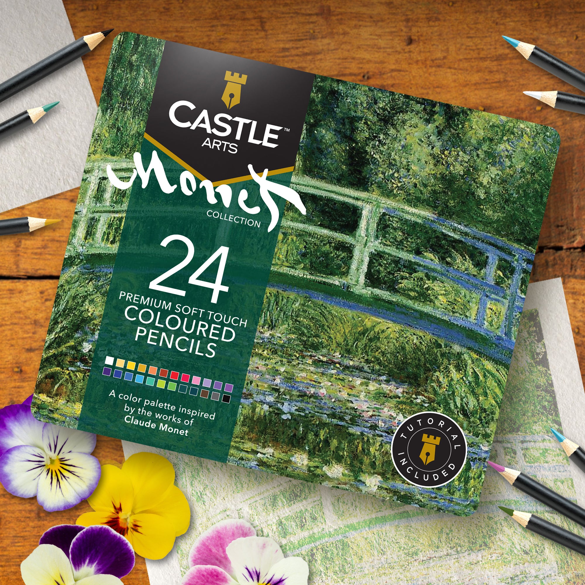 24 Pezzi Set Di Matite Colorate Monet In Scatola Espositiva