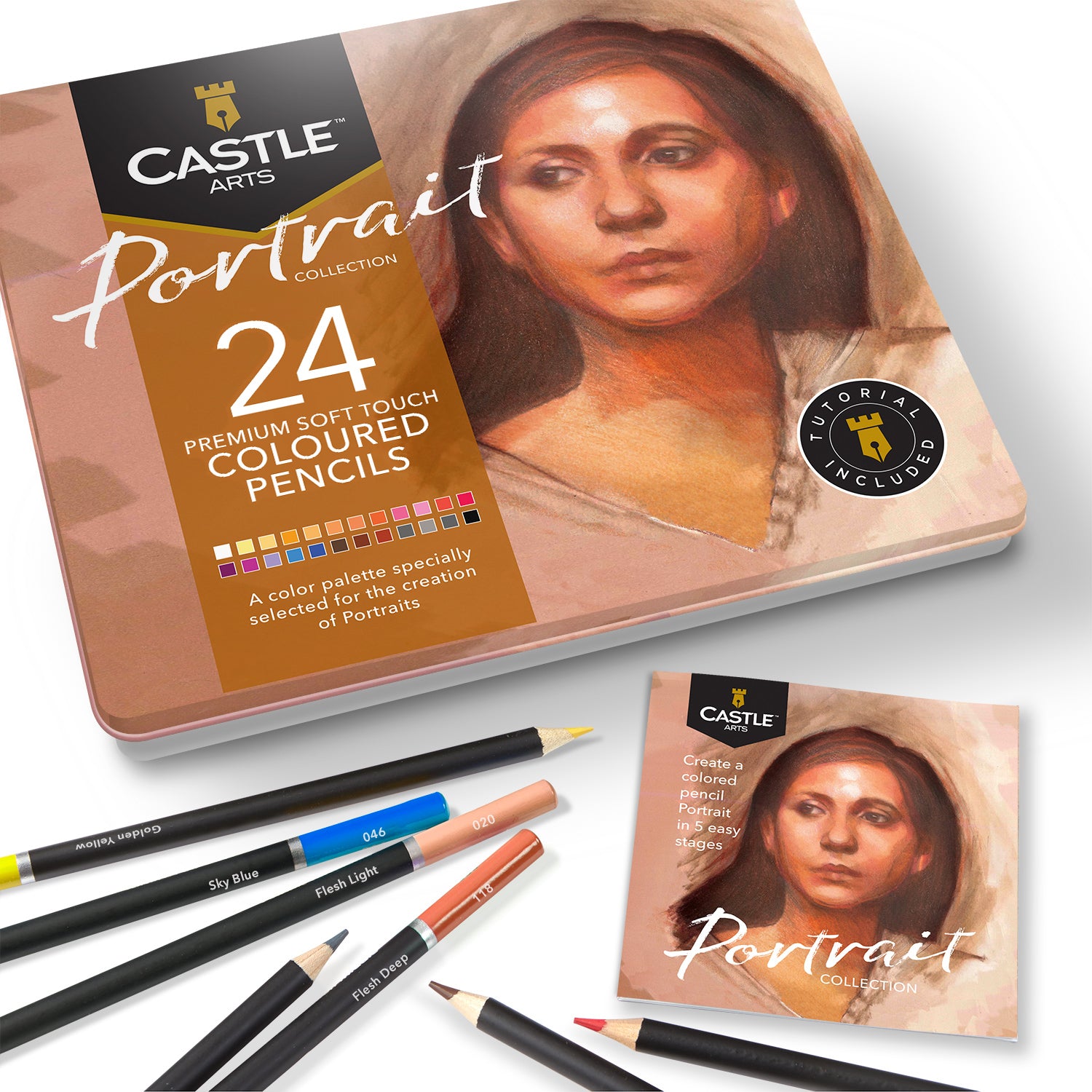 24 Pezzi Set Di Matite Colorate Portrait In Scatola Espositiva