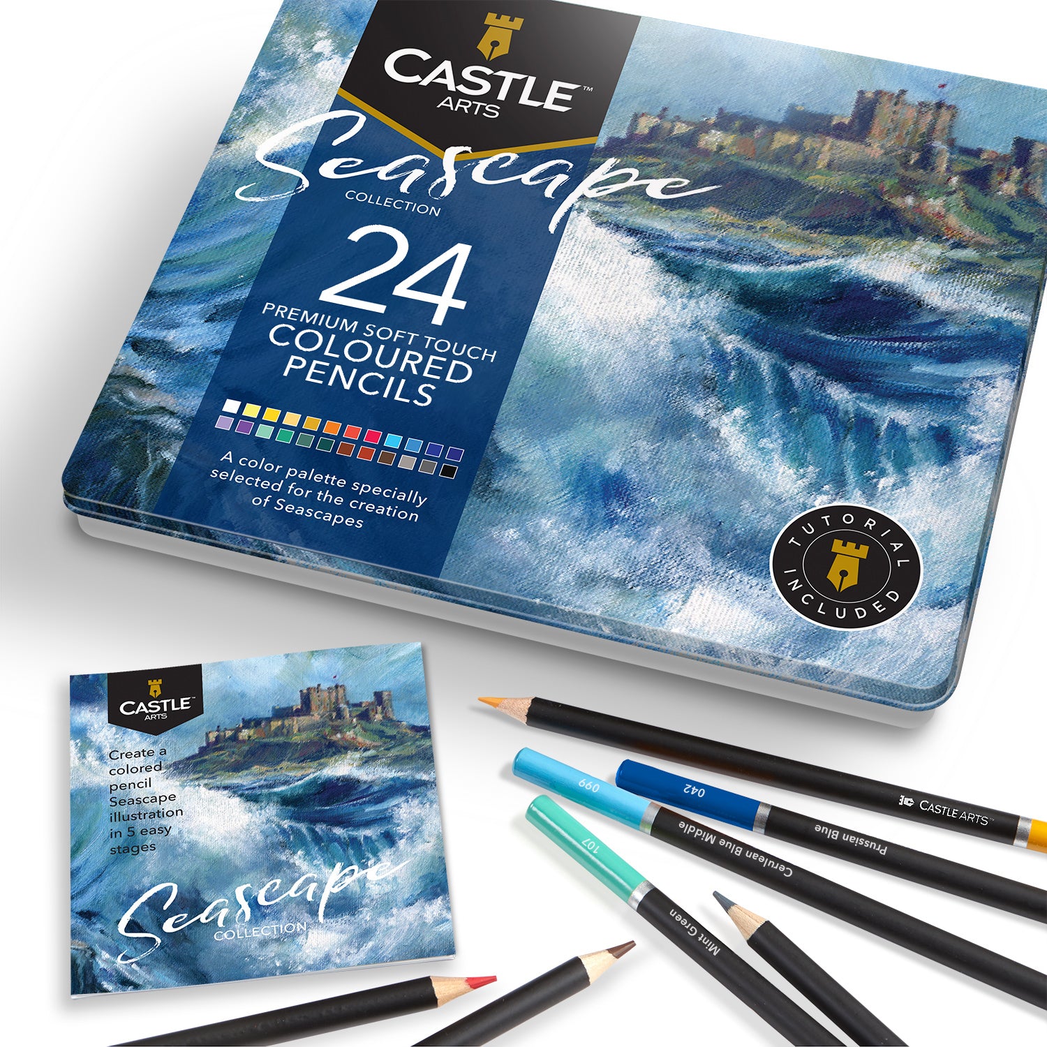 24 Pezzi Set Di Matite Colorate Seascape In Scatola Espositiva