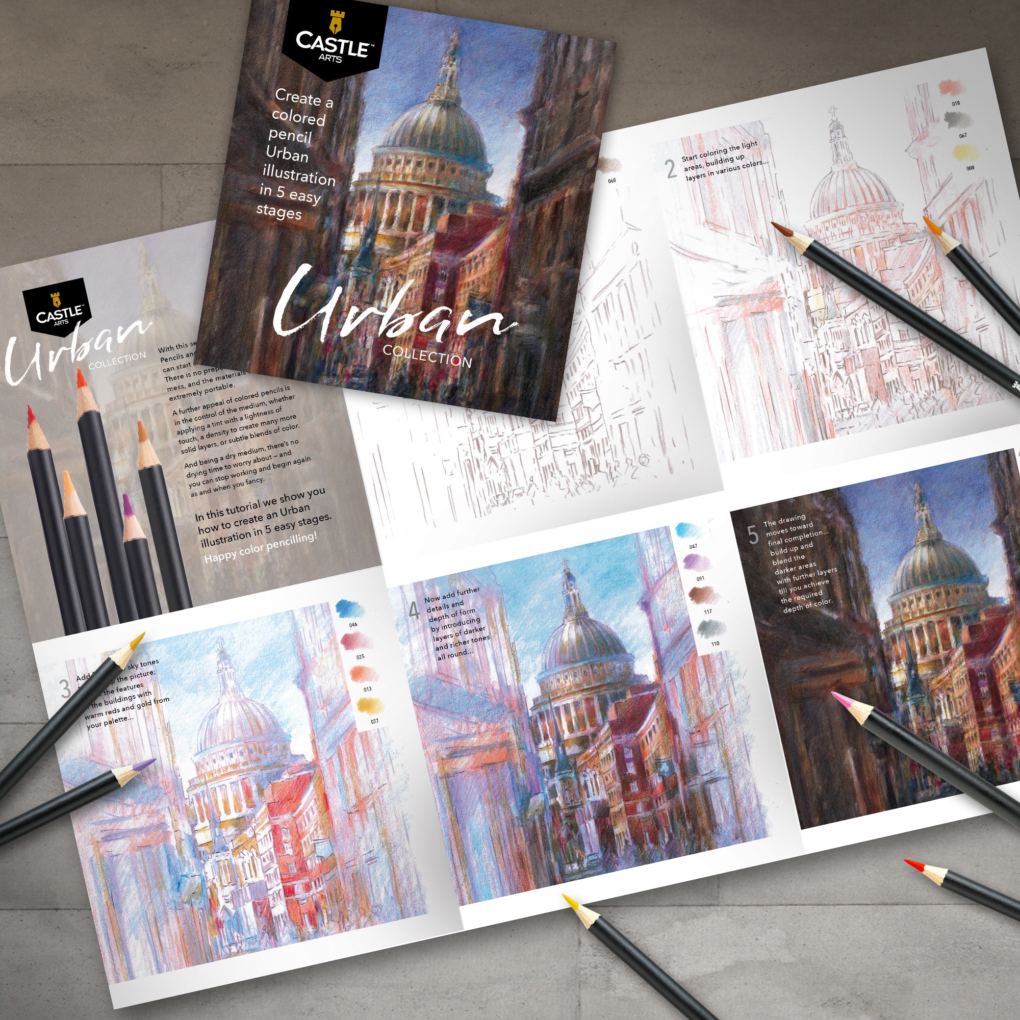 24 Pezzi Set Di Matite Colorate Urbane In Scatola Espositiva