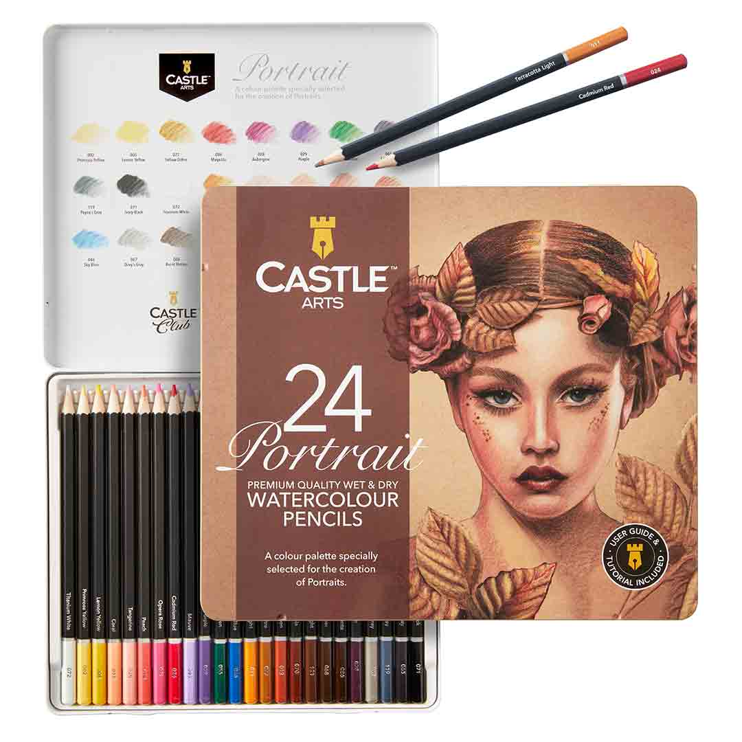 24 Pezzi Set Di Matite Acquerellabili Portrait In Scatola Espositiva