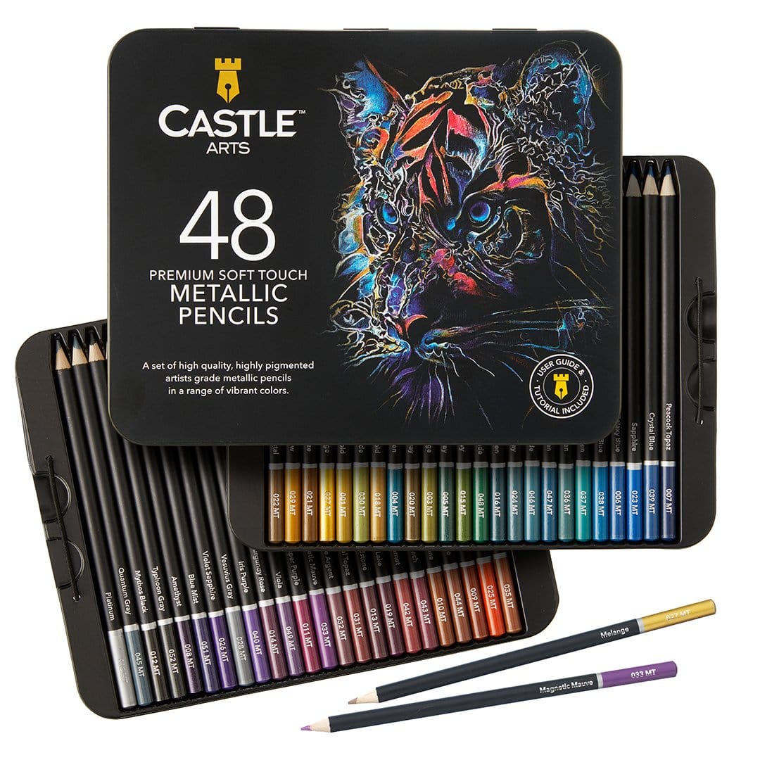 48 Pezzi Set Di Matite Colorate Metallizzate In Scatola Espositiva