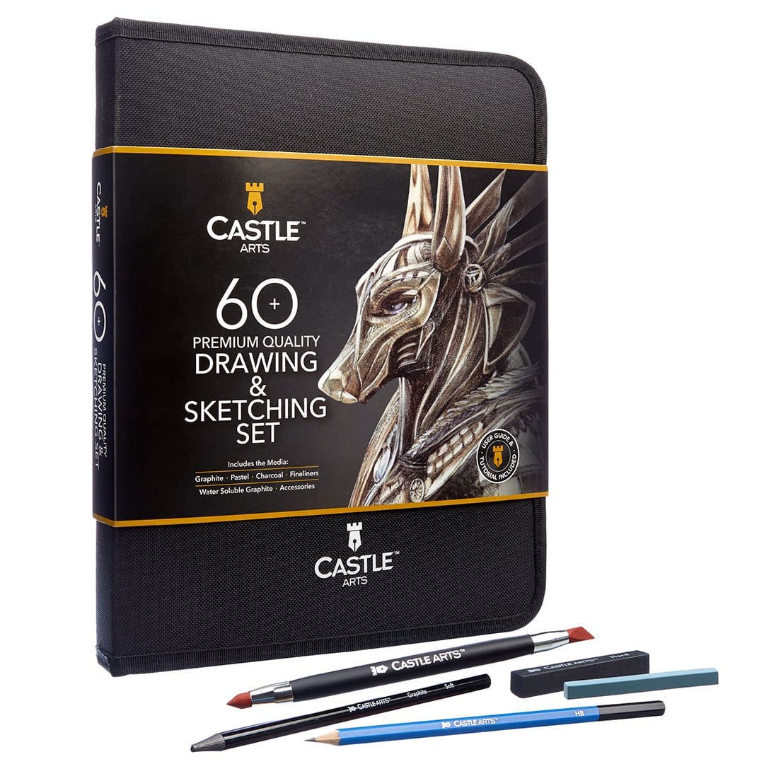 60 Pezzi Set Di Matite Di Grafite Per Disegno E Schizzi In Custodia Con Cerniera