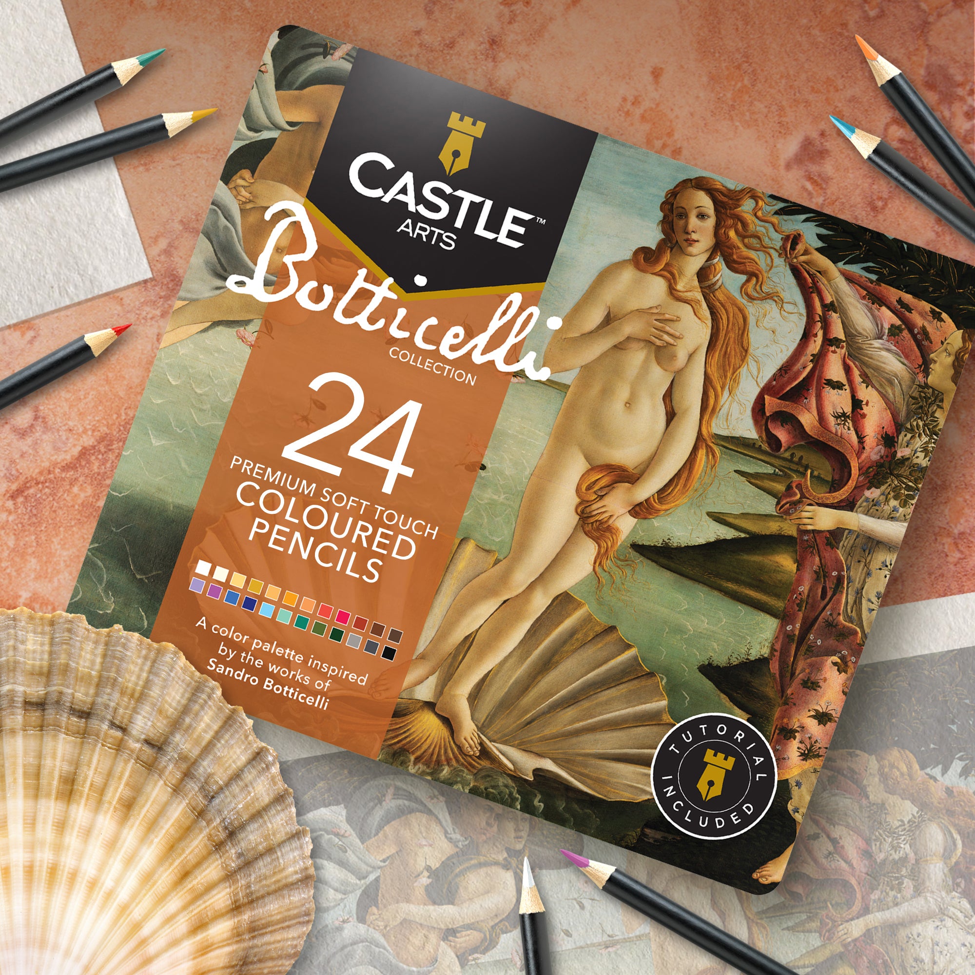 24 Piece Botticelli Coloured Pencil Set in Display Tin