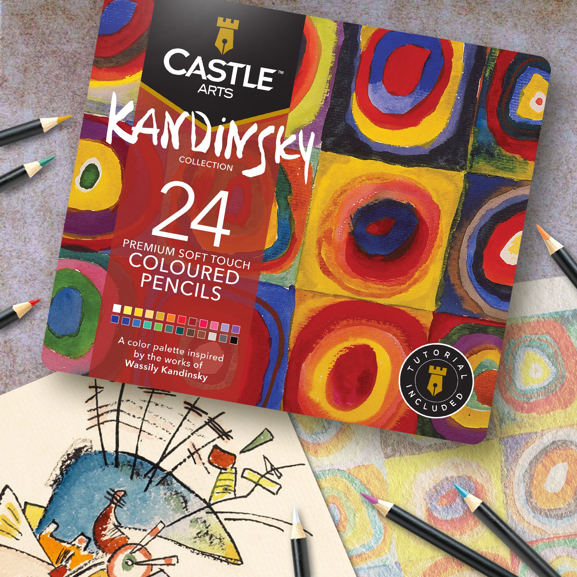 24 Pièces Crayons De Couleur Kandinsky Dans Un Étui À Étain D'affichage