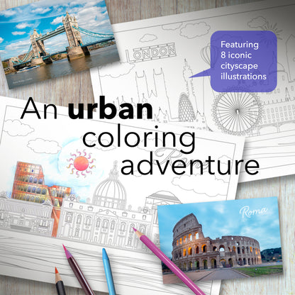 Printable Scenic Cityscapes Colouring Book [Digital Download]