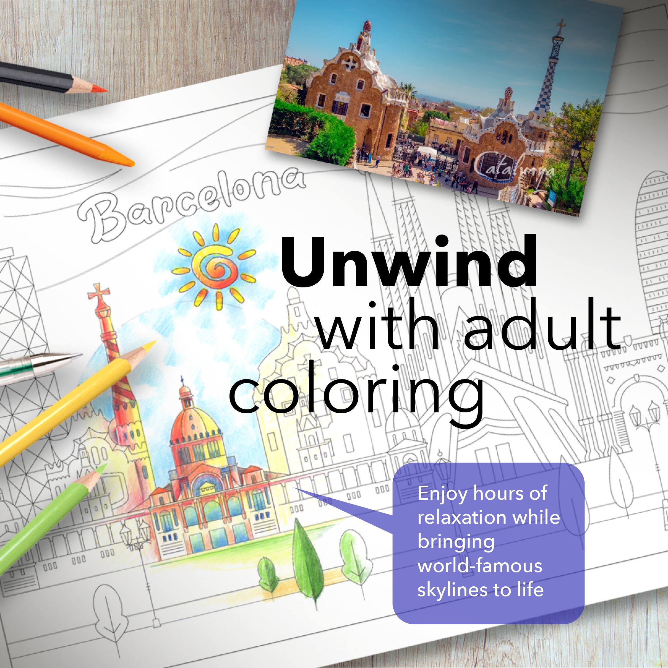 Livre De Coloriage Imprimable Sur Les Paysages Urbains [Téléchargement Numérique]