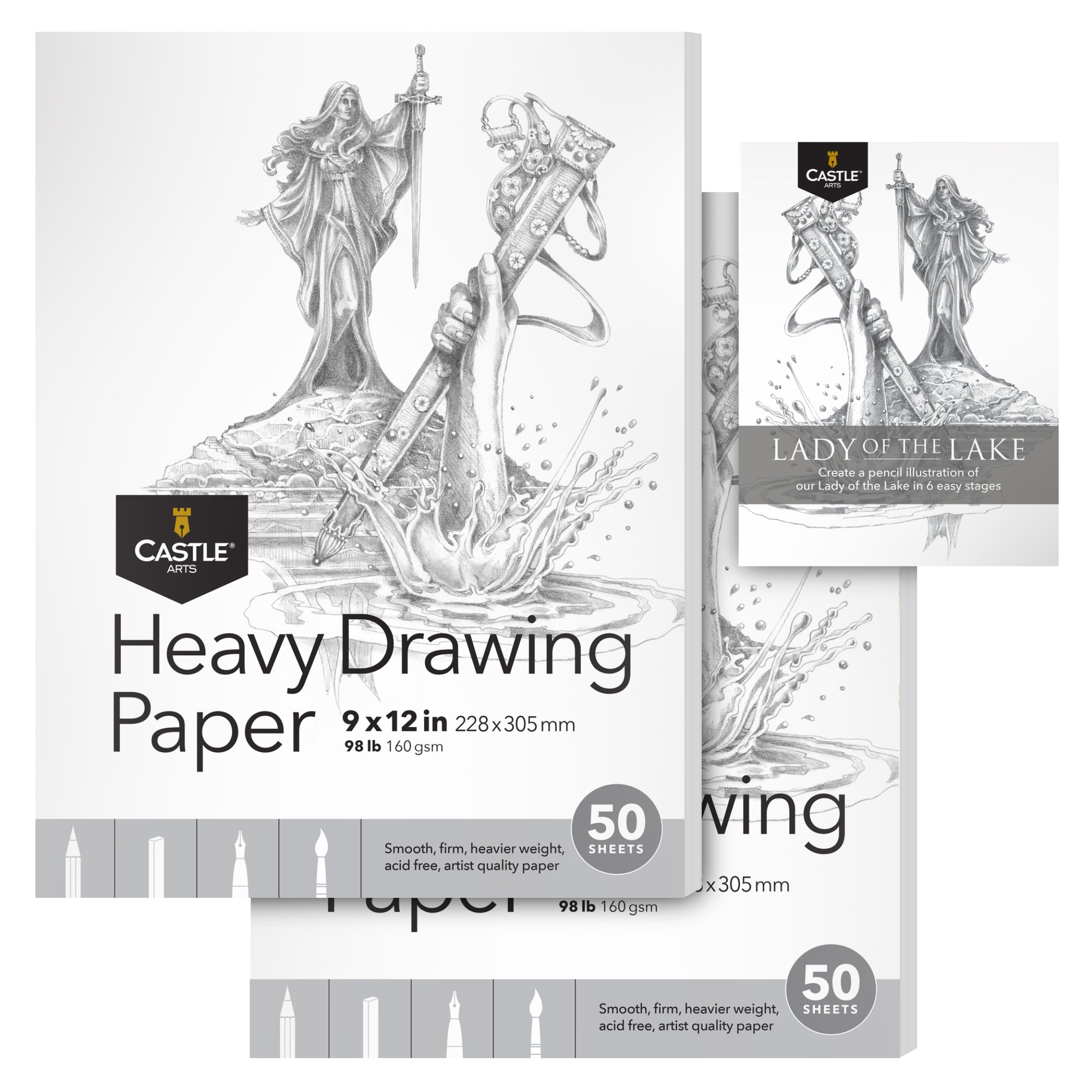 100 listů Heavy Drawing Sketchpads 9" x 12"