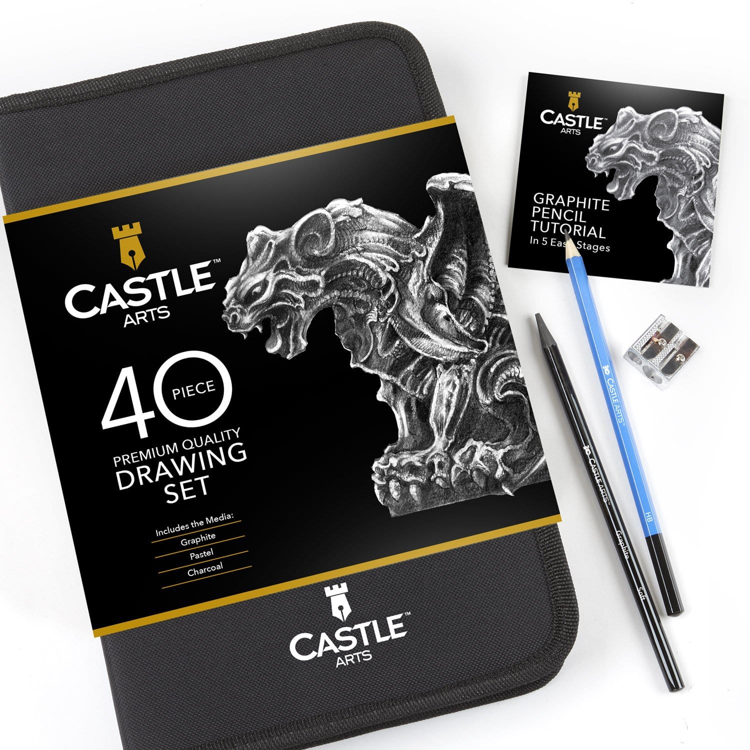 40 Piece Drawing and Sketching Graphite Pencil Art Set in Zip Up Case